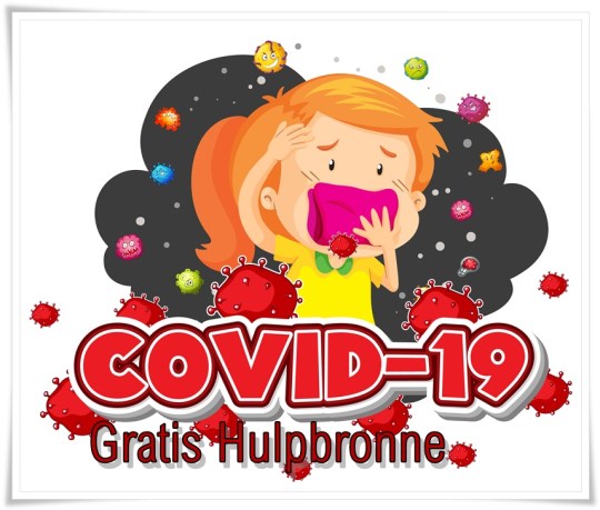 Covid 19 sign template girl and many virus in background
