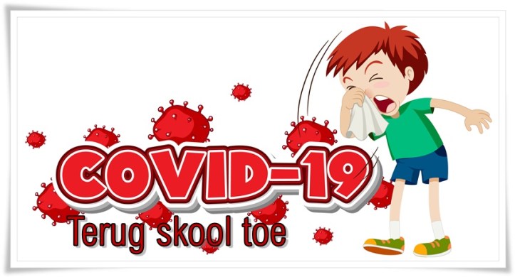 Covid 19 sign template with sick boy sneezing