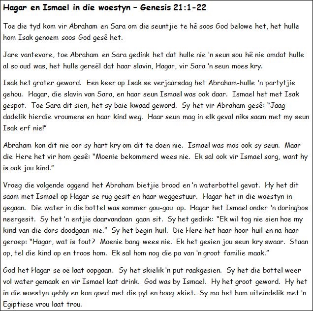 11. Hagar en Ismael in die woestyn