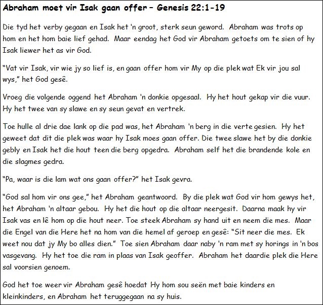 12. Abraham moet vir Isak gaan offer