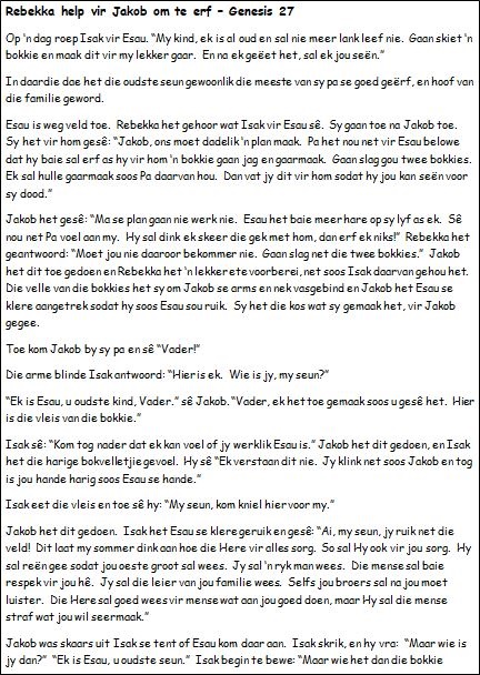 16. Rebekka help vir Jakob om te erf